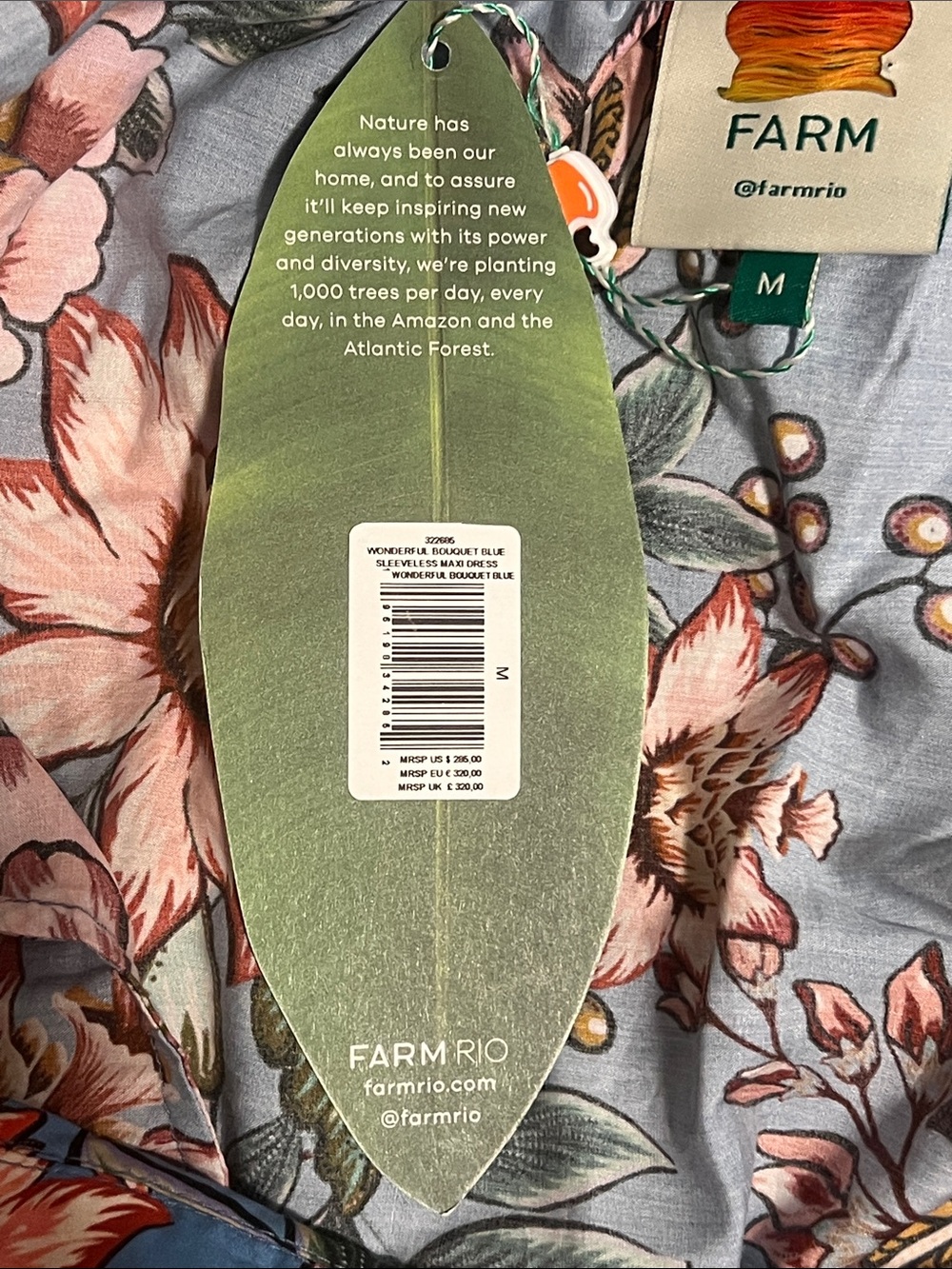 Farm Rio Wonderful Bouquet Blue Maxi Sleeveless Dress - Picture 8 of 10